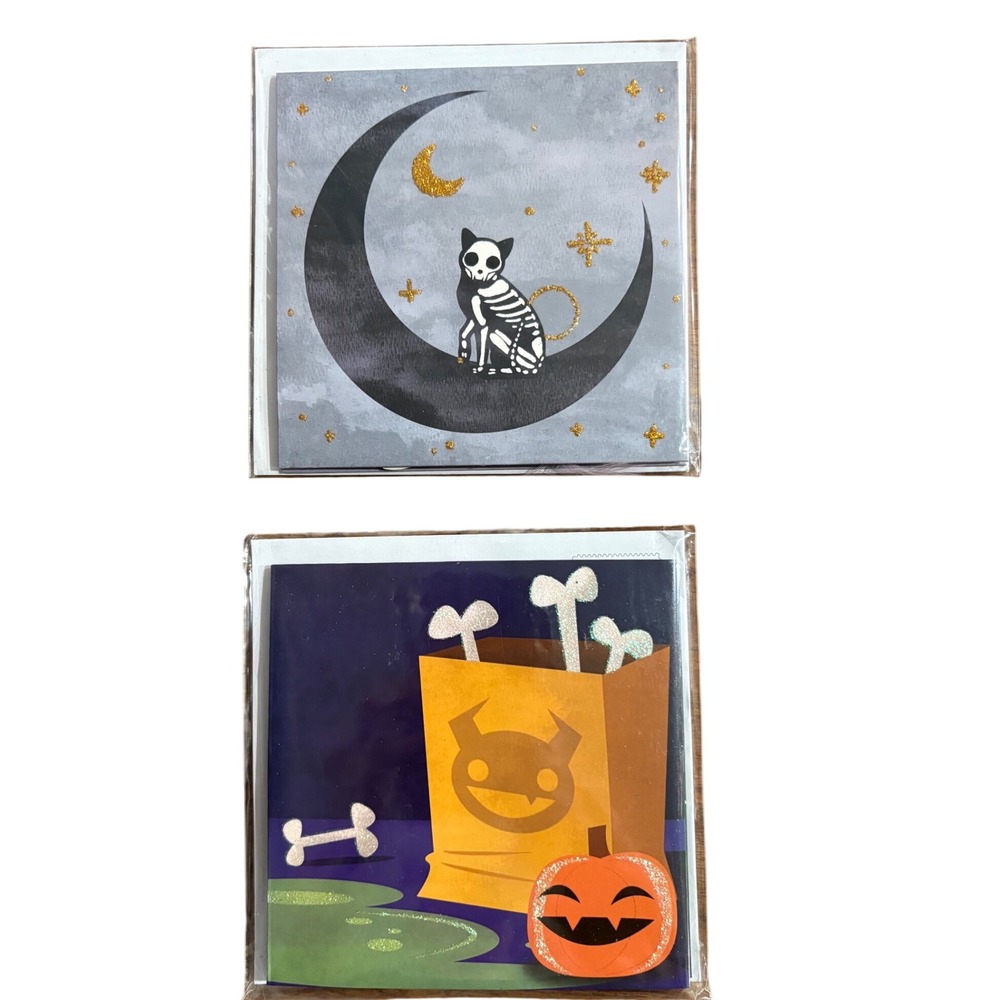 2 Treasures Halloween‎ Pop Up Greeting Cards Skeleton Cat Pumpkin Jack-o-lantern